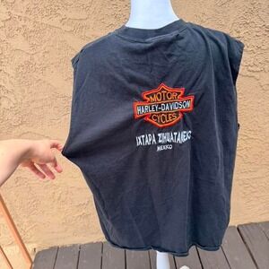 Harley Davidson vintage stitched black cotton t-shirt tank